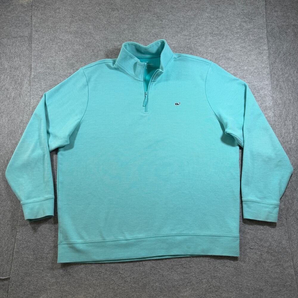 Vineyard Vines Quarter Zip Pullover Mens XXL Mint Whale Logo Preppy Classic